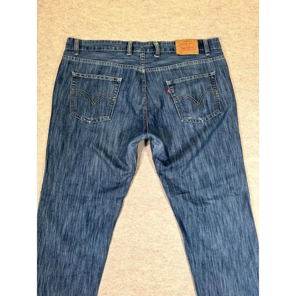 Levis 501 Original Jeans Mens 42x34 Blue Denim Button Fly Mid‎ Rise Straight Leg